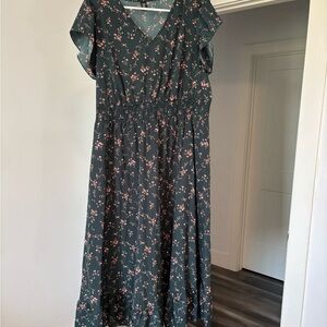 SHEIN Black Flutter Sleeve Maxi Dress